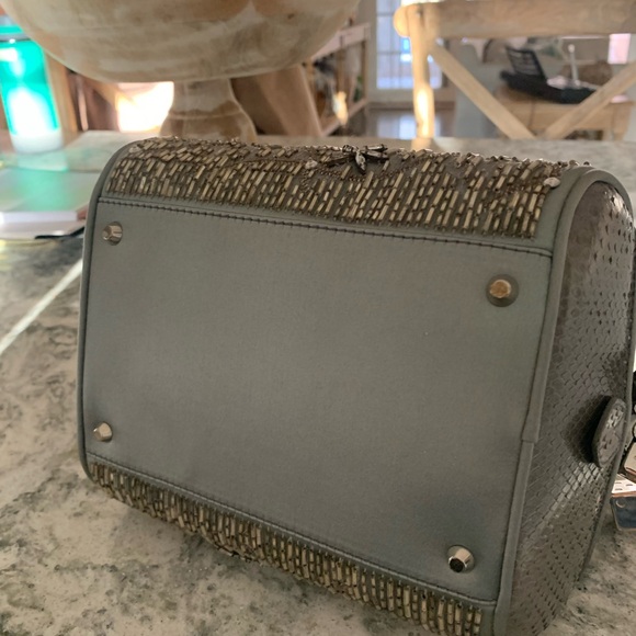 DIOR VINTAGE CRYSTAL PYTHON TRIMMED SATIN GAMBLER BAG, Limited Edition #0122 - Picture 4 of 12